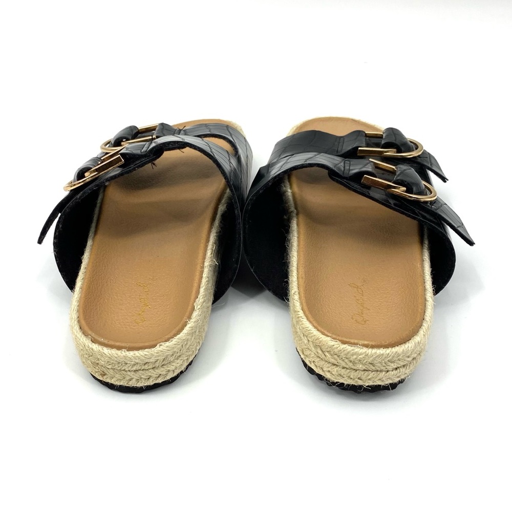 💕SALE💕 NWT Qupid Black Buckle Slides - Picture 3 of 6